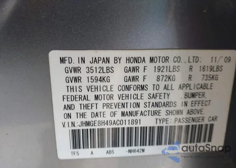 2010 Honda Fit Sport z USA, uszkodzony, nr VIN JHMGE8H49AC011891